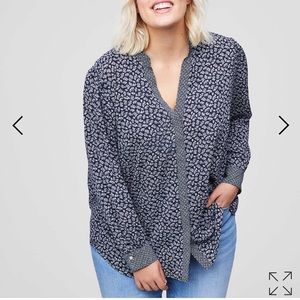 LOFT Plus Mixed Floral Utility Blouse, Size 16